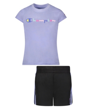 Little Girls Watercolor Script Tee and Shorts Set