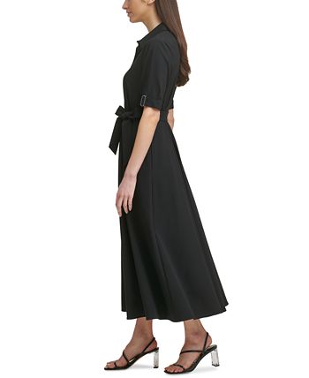 Calvin Klein Belted Midi Shirtdress & Reviews - Dresses - Women - Macy's