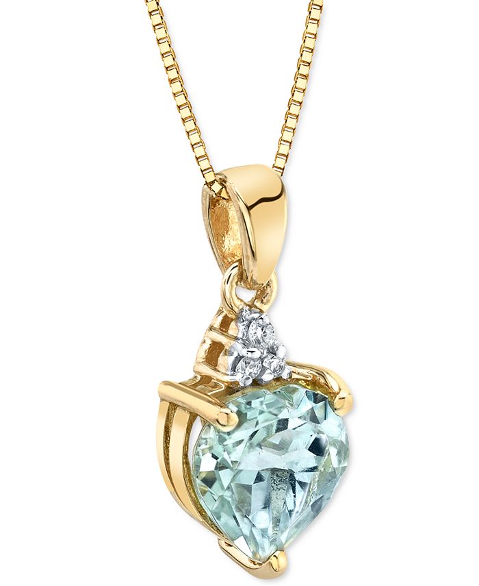 Macy's - Green Quartz (1-5/8 ct. t.w.) & Diamond Accent Heart 18" Pendant Necklace in 14k Gold