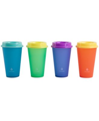 Manna - Heat-Activated Color Changing 16-Oz. To-Go Cups with Lids, Set of 4