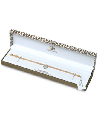 Cubic Zirconia Heart Charm Bismark Chain Bracelet, Created for Macy's