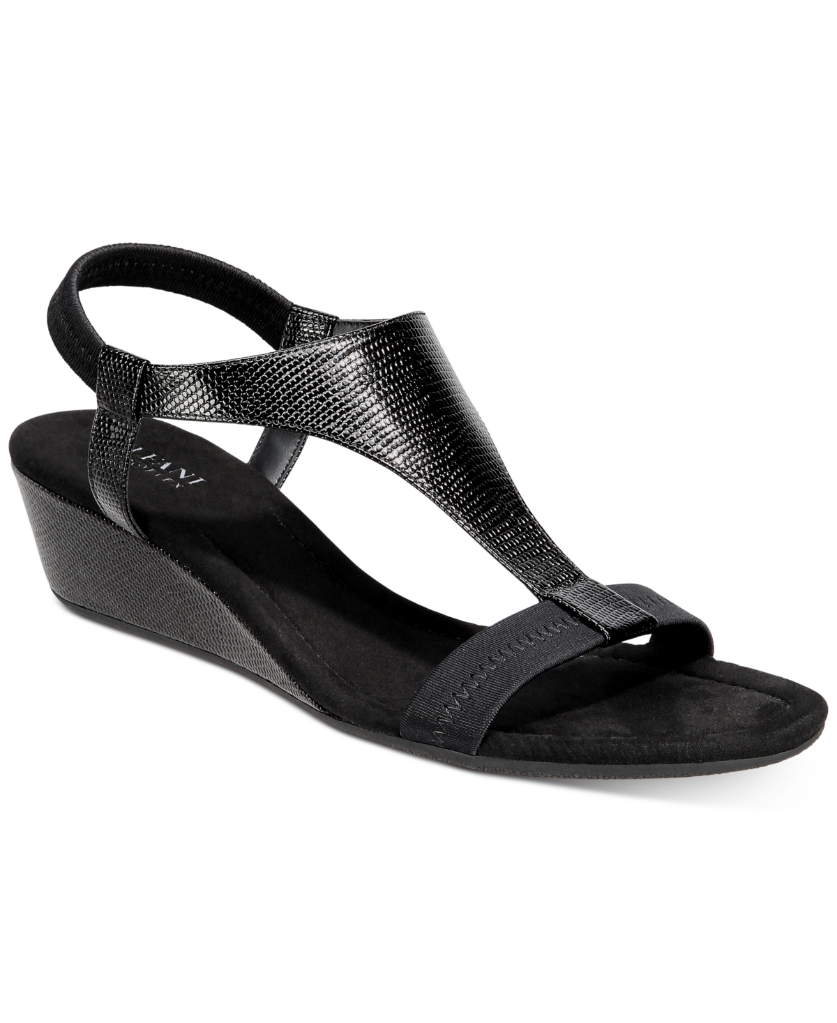 Women's Step 'N Flex Vacanzaa Wedge Sandals, Created for Macy's - Black Lizard