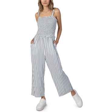 Speechless Juniors' Smocked Striped Jumpsuit