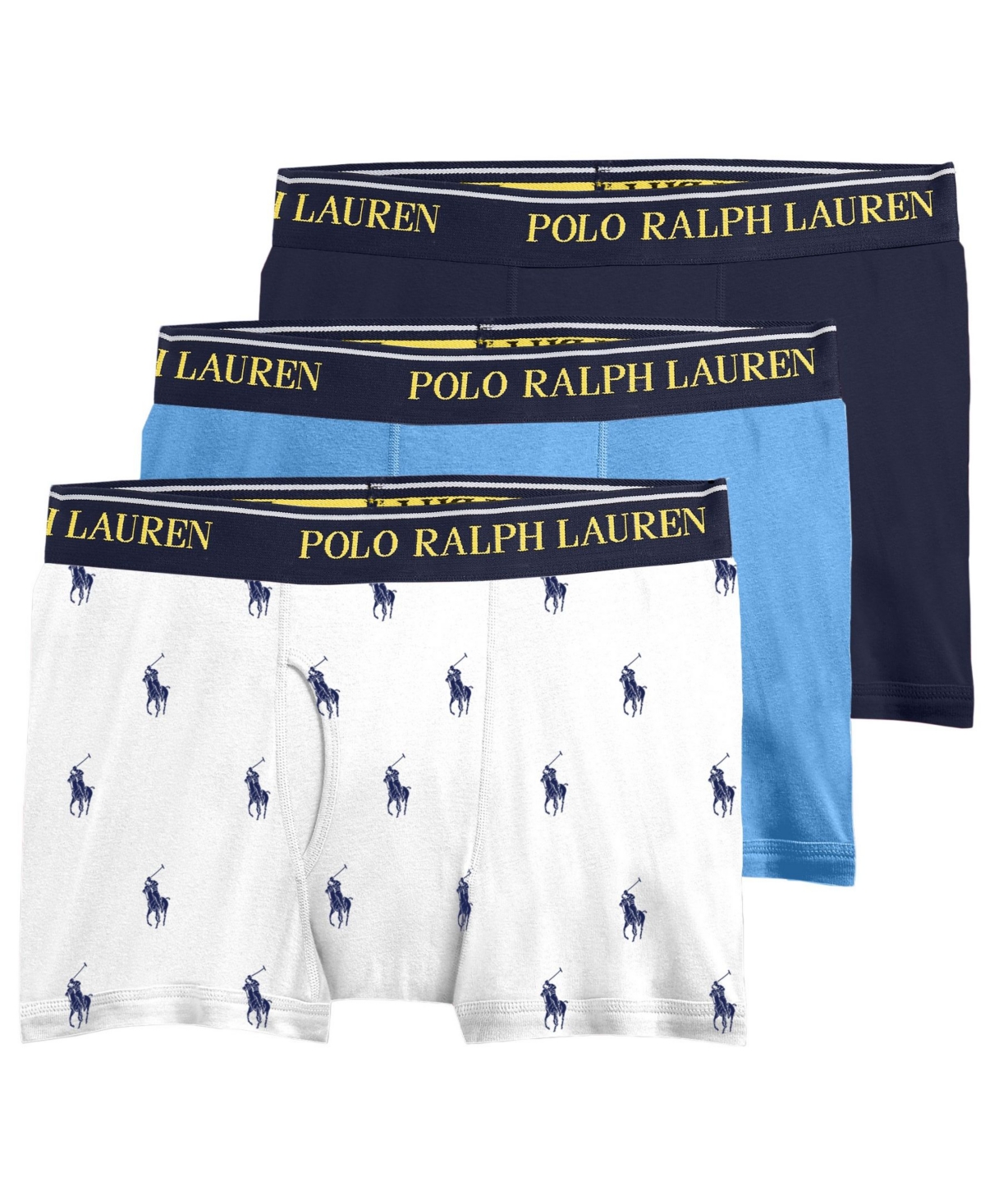 Polo Ralph Lauren Kids' Big Boys 3-pack Boxer Briefs In White,blue