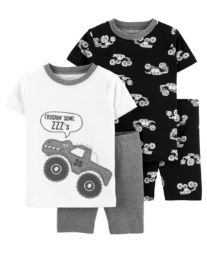 Baby Boys Monster Truck Cotton Pajamas 4 Pieces