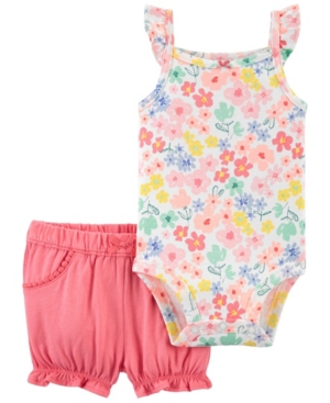 Baby Girls Floral Bodysuit and Short Set 2 Pieces