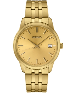 Shop Seiko Men's Essential Gold-tone Stainless Steel Bracelet Watch 40mm In Champagne