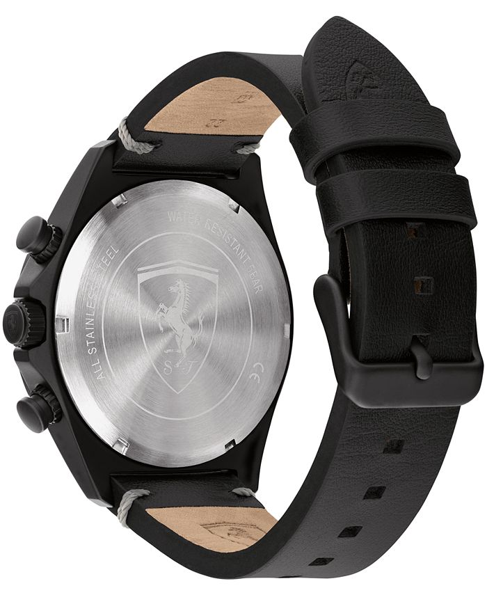 Ferrari Men's Chronograph Pilota Evo Black Leather Strap Watch 44mm