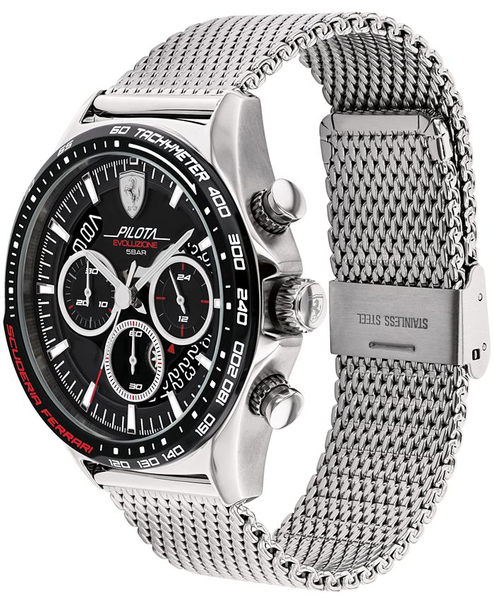Ferrari Men's Chronograph Pilota Evo Stainless Steel Mesh Bracelet