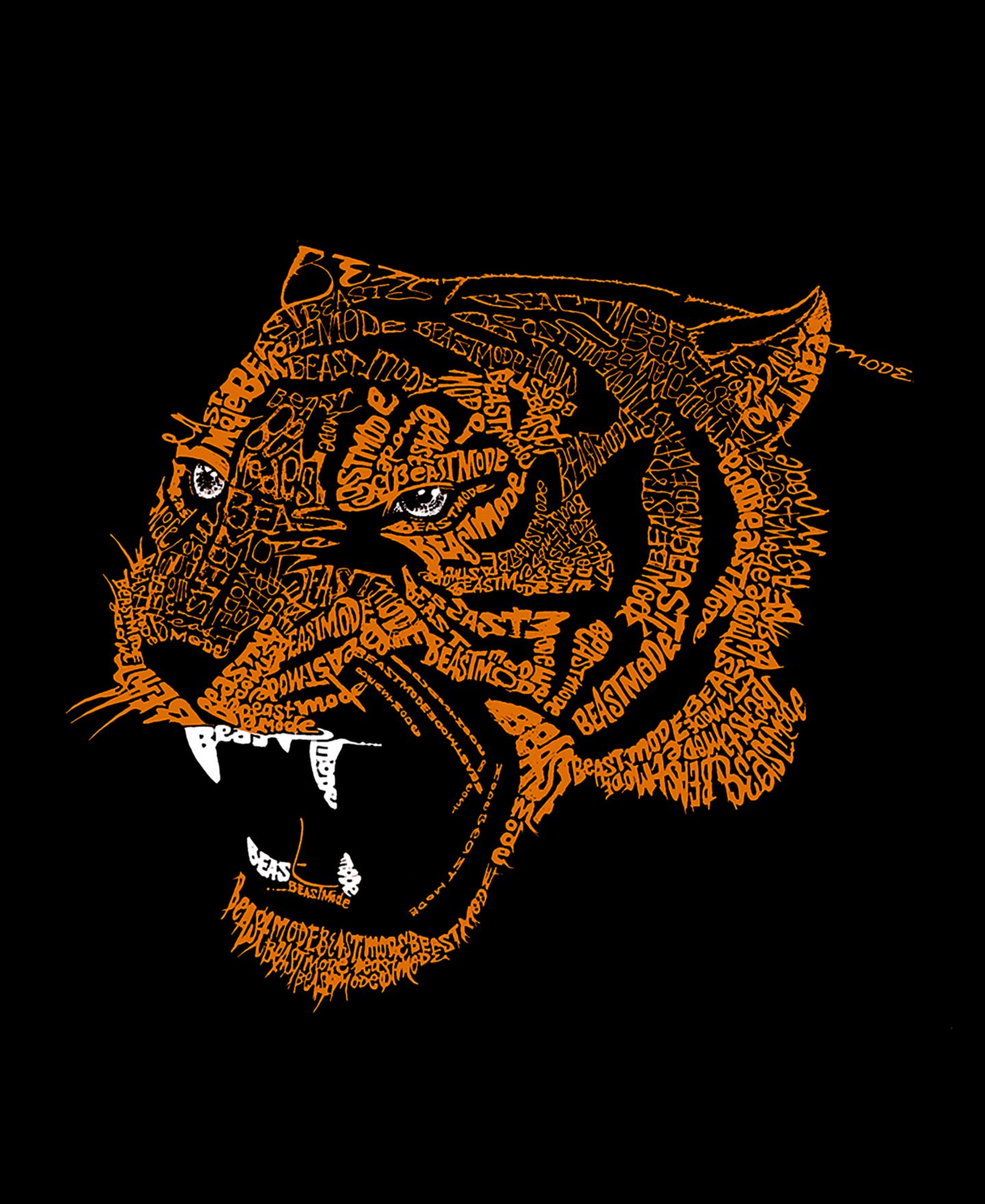 Мужская футболка LA Pop Art Cotton/Poly Blend Word Art Beast Mode Tiger, цвет: Чёрный — фото 2