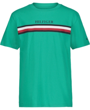 Big Boys Chest Global Stripe Shorts Sleeve Tee
