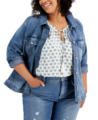 Printed-Back Denim Jacket 