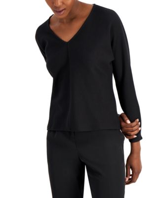 Alfani - V-Neck Ribbed-Knit Top