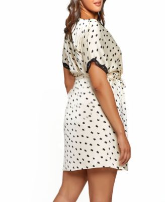 Plus Size Nadia Polka Dot and Lace Trim Cap Sleeve Wrap