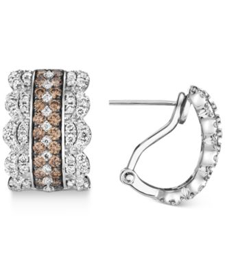 Nude Diamond (1 ct. t.w.) & Chocolate Diamond (1 ct. t.w.) Hoop Earrings in 14k White Gold