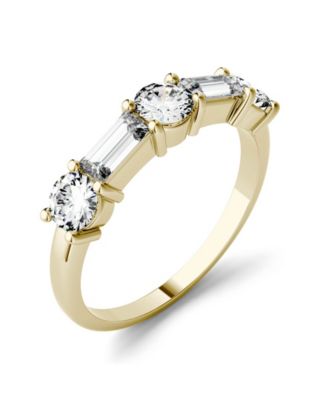 Moissanite Round and Baguette Stackable Ring 1-1/6 ct. tw. Diamond Equivalent in 14k Gold