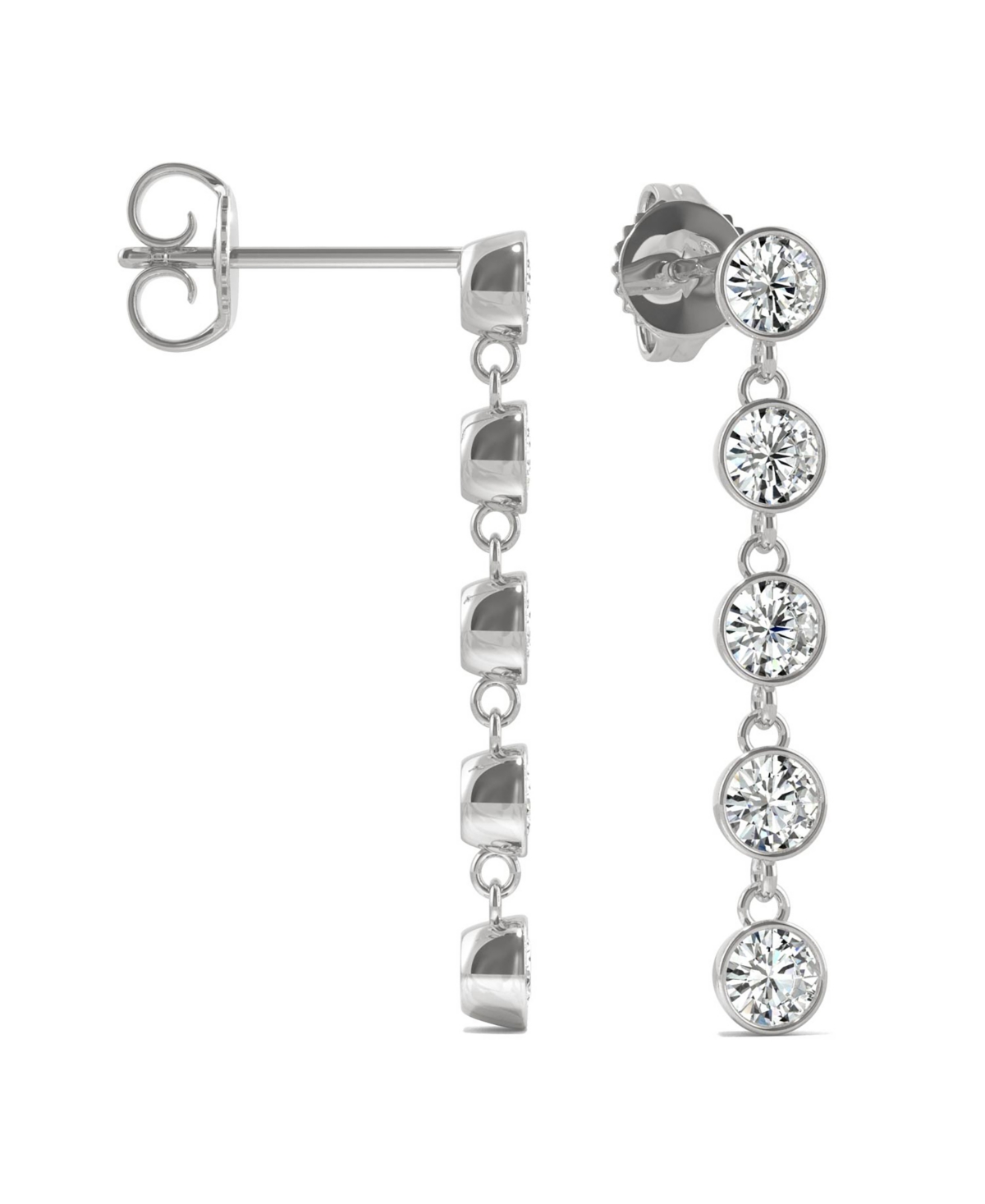 Moissanite Bezel Drop Earrings 1 ct. t.w. Diamond Equivalent in 14k- White Gold