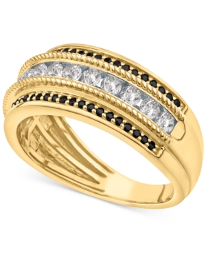 Macy's Men's Black Diamond (1/4 Ct. T.w.) & White Diamond (3/4 Ct. T.w.) Ring In 10k Gold In Yellow Gold