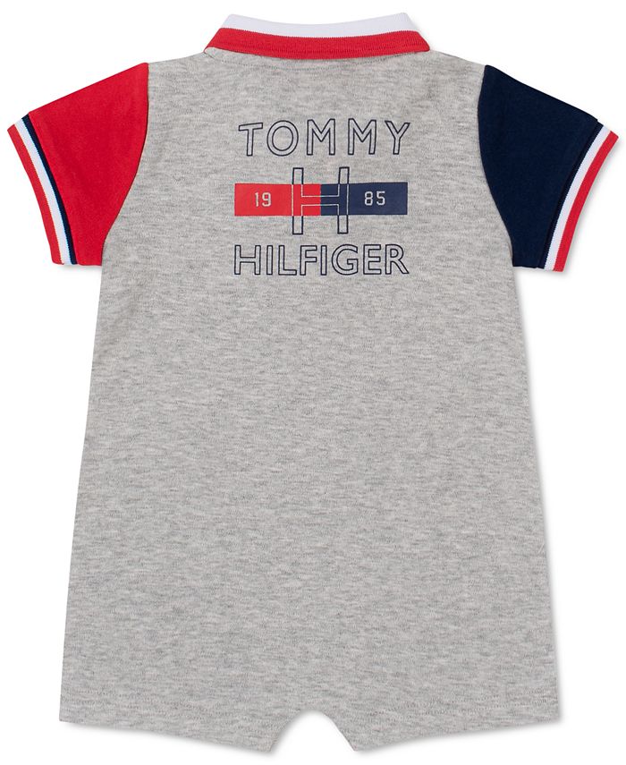 Tommy Hilfiger Baby Boys Signature Polo Romper - Macy's