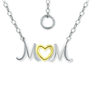 Shop Giani Bernini Mom Heart Pendant Necklace In Sterling Silver & 18k Gold-plated, 16" + 2" Extender, Created For Macy In Two-tone