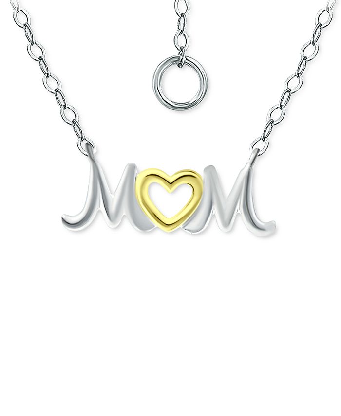 Giani Bernini - MOM Heart Pendant Necklace in Sterling Silver & 18k Gold-Plated, 16" + 2" extender