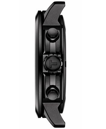Tissot - Men's Swiss Chronograph PRC 200 Black-Tone Stainless Steel Bracelet Watch 43mm