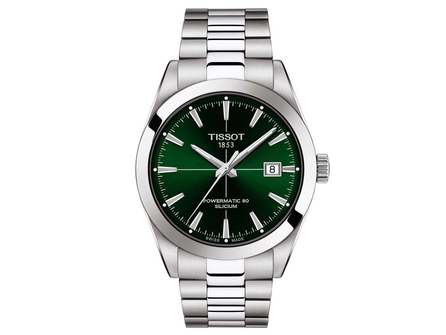Мужские часы Tissot Swiss Automatic Gentleman Powermatic 80 Silicium Stainless Steel Bracelet Watch 40mm — фото 1