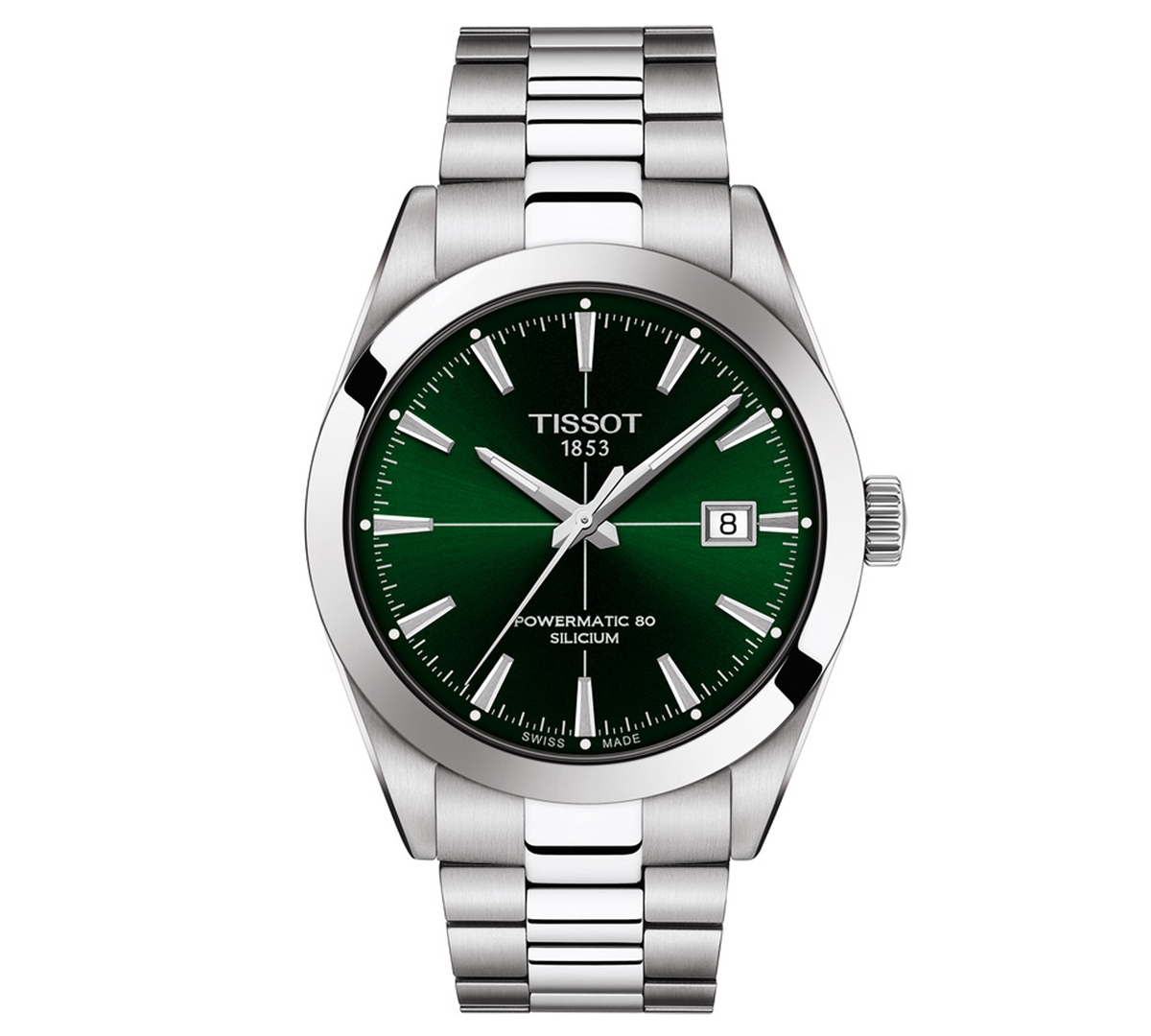 Men's Swiss Automatic Gentleman Powermatic 80 Silicium Stainless Steel Bracelet Watch 40mm - Green