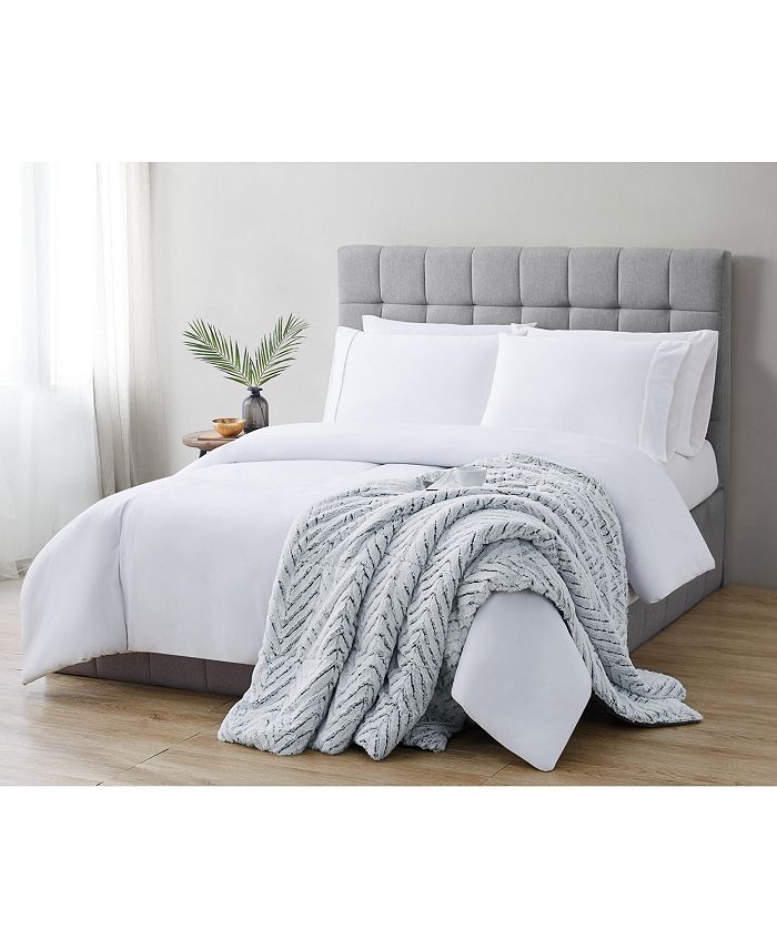 Christian Siriano New York Christian Siriano 60" x 70" Gray Chevron Luxury FauxFur Throw Macy's