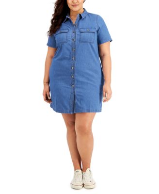 Style Co Plus Size Button Front Cotton Denim Dress Created for Macy s Macy s