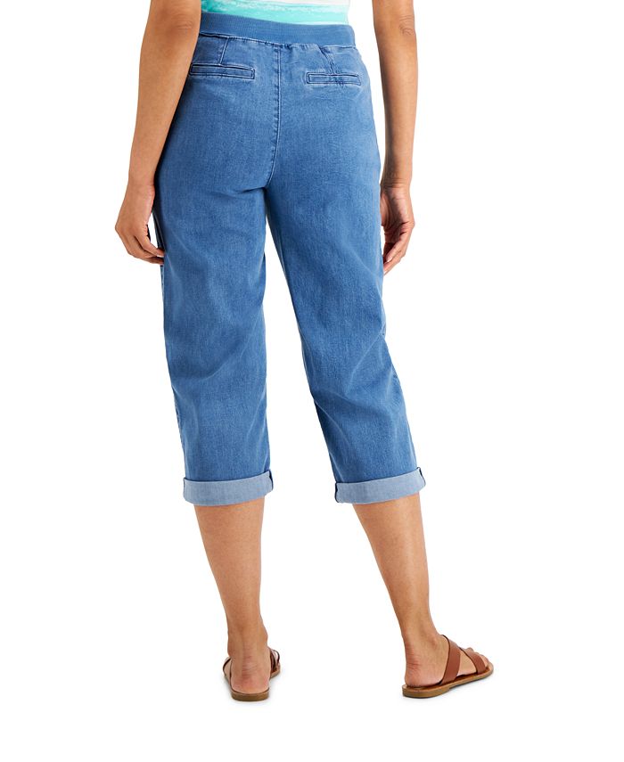 Karen Scott Cuffed Denim Pull-On Capri Pants, Created for Macy's - Macy's