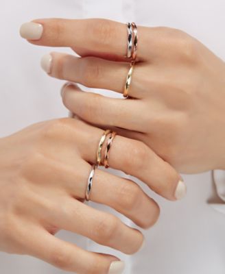 Polished Twist-Look Band in 10k Gold, Rose Gold & White Gold