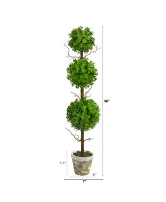 3' Eucalyptus Triple Ball Topiary Artificial Tree