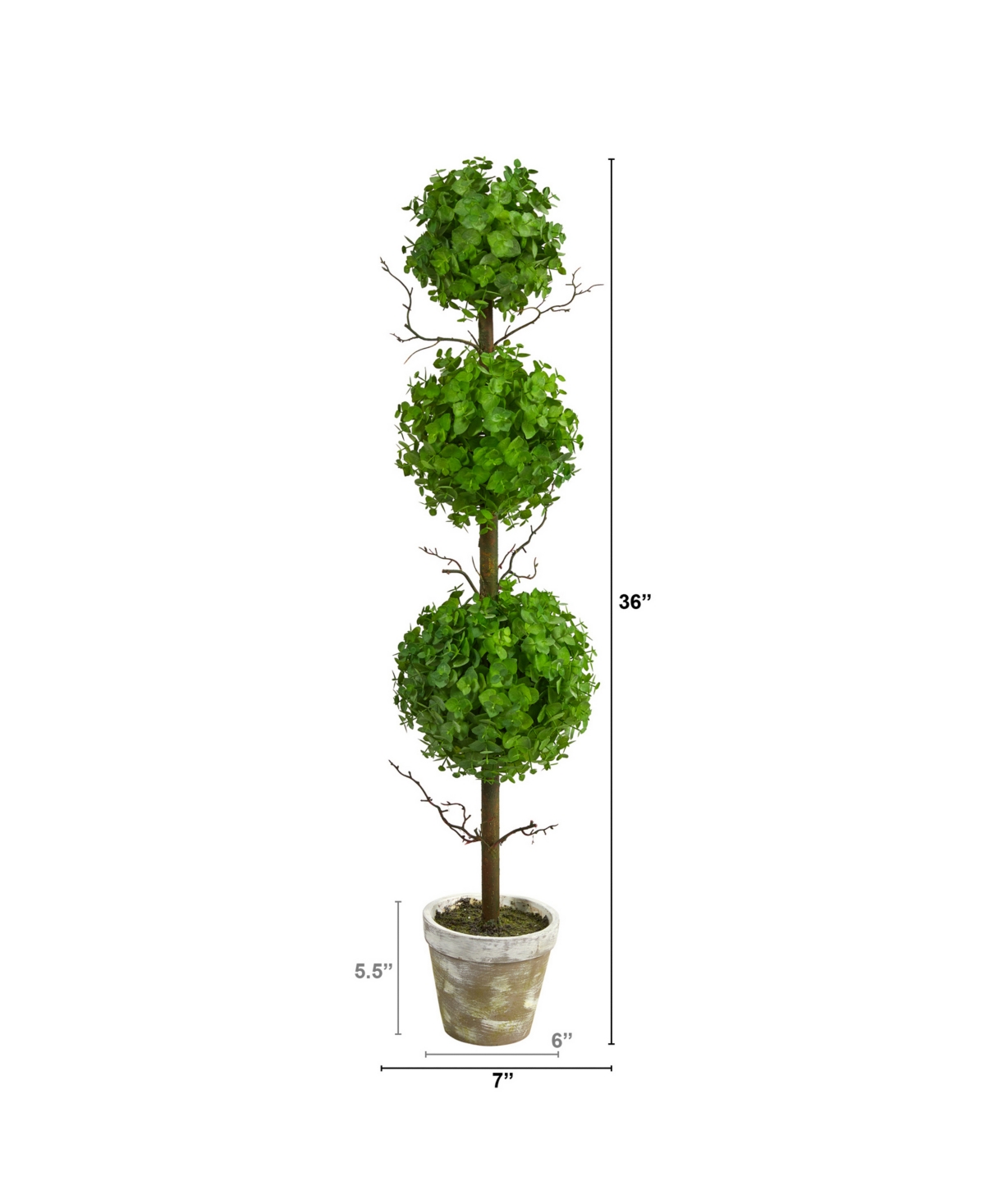 NEARLY NATURAL 3' EUCALYPTUS TRIPLE BALL TOPIARY ARTIFICIAL TREE 
