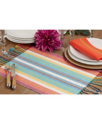 Striped Design Dobby Placemats, Set of 4, 19" x 13"