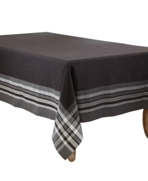 Saro Lifestyle Striped Border Design Tablecloth, 120" X 70" In Black