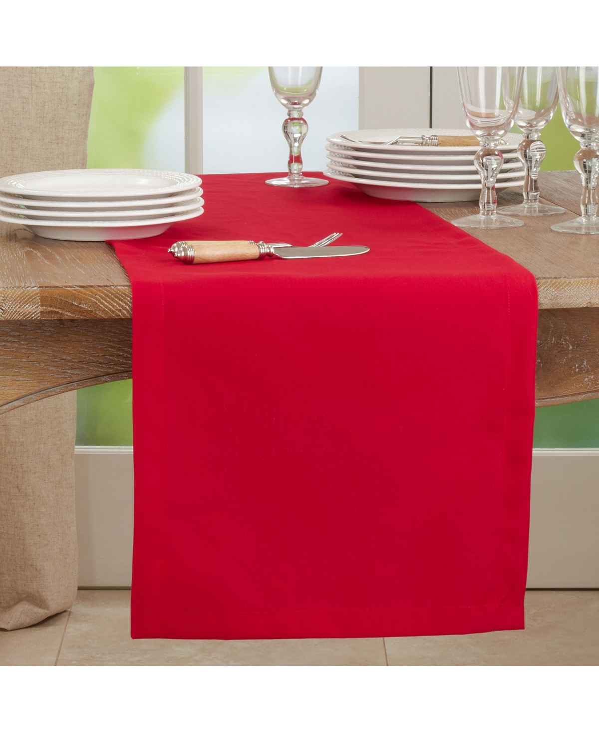 Saro Lifestyle Everyday Design Solid Color Table Runner,