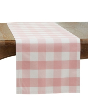 Saro Lifestyle Buffalo Plaid Cotton Blend Table Runner, 90" X 16" In Pink