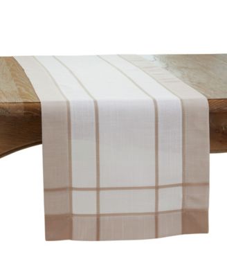 Long Table Runner with Banded Border Design, 72" x 16"