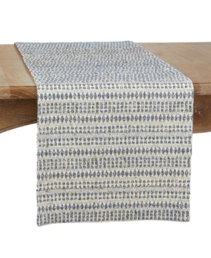 Saro Lifestyle Woven Table Runner With Line Design, 72" X 16" In Blue