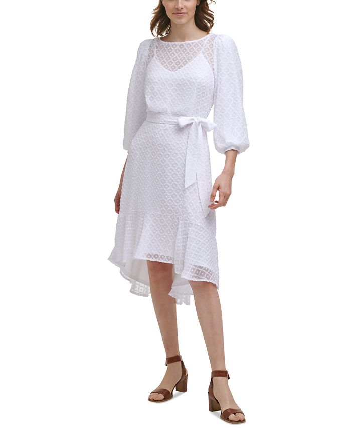 Calvin Klein Textured Chiffon Midi Dress & Reviews - Dresses - Women ...