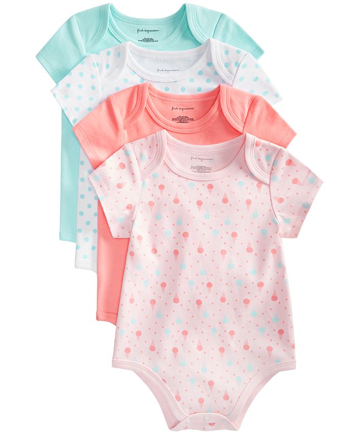 First Impressions Baby Girls 4-Pack Ice Cream Cotton Bodysuits Set ...