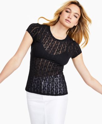 GUESS - Sheer Logo-Print T-Shirt