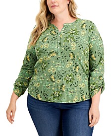 Plus Size Cotton Printed Top, Created for Macy's   