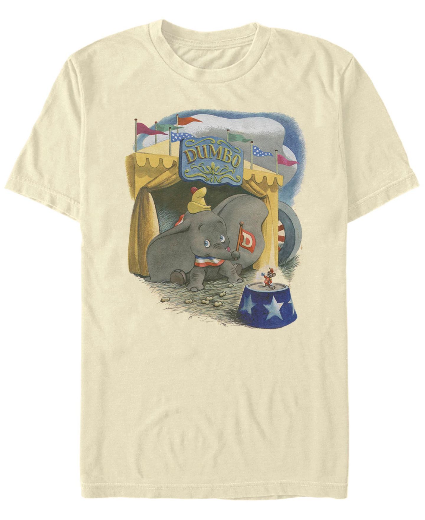 Мужская футболка Fifth Sun Dumbo Illustrated Elephant Short Sleeve, цвет: Натуральный — фото 1