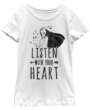Big Girls Disney Princesses Listen with Your Heart Pocahontas Short Sleeve T-shirt