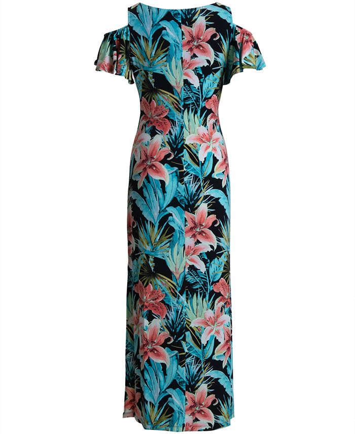 Connected Printed Cold-Shoulder Maxi Dress - Macy's