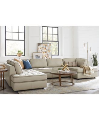 Furniture Nicholden Leather Sectional Collection Created For Macys In Beige