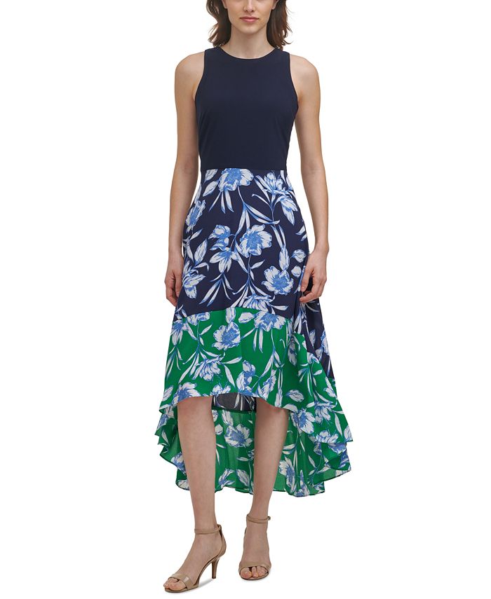 Jessica Howard Petite Mixed Media Asymmetrical Hem Maxi Dress Macy s