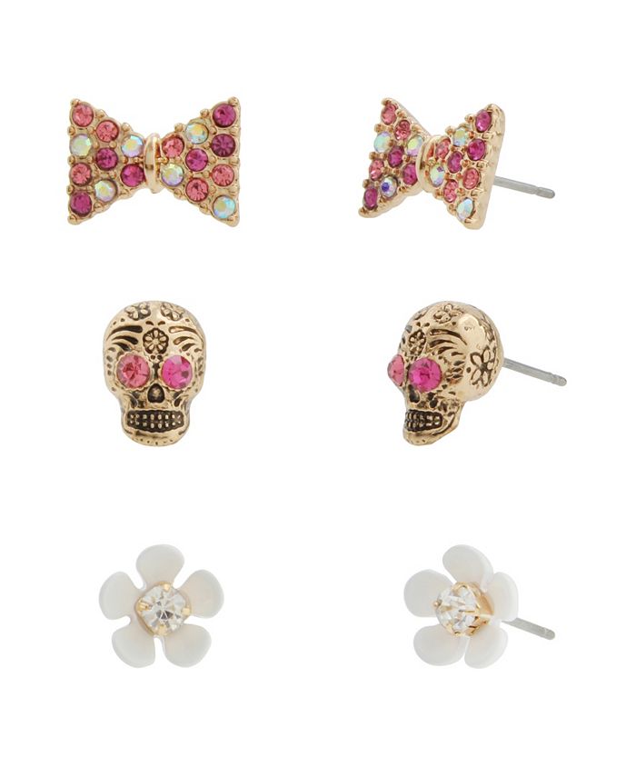 Betsey Johnson Skull Stud Earrings Set Macy's